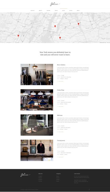 Joline WordPress Theme Location Layout