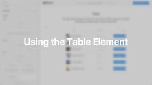 Table Element Documentation Video for Joomla