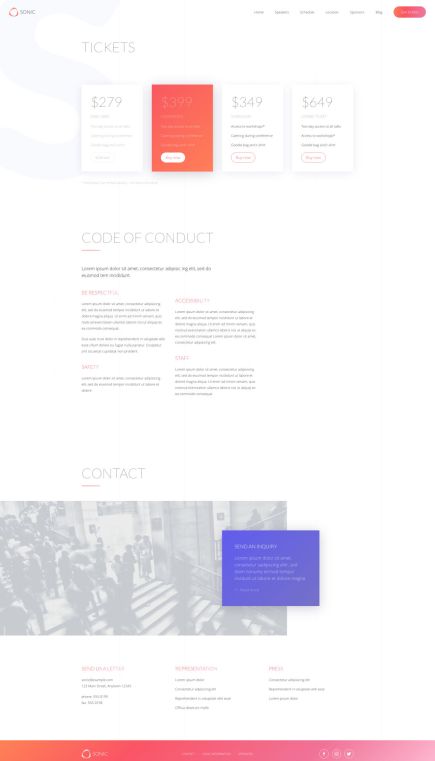 Sonic WordPress Theme Pricing Layout