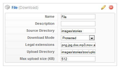 Parameter settings