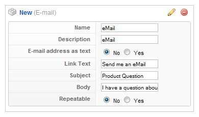 Parameter settings