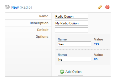 Parameter settings