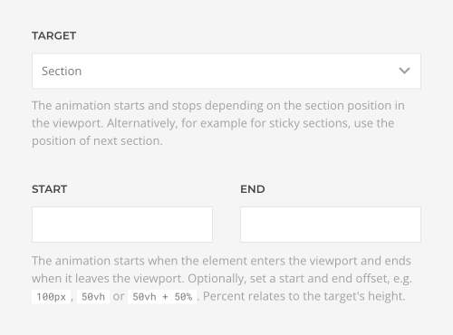 Section parallax target